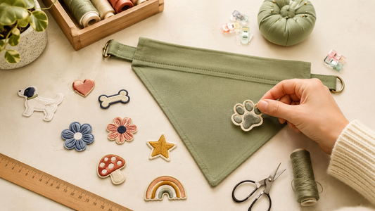 Dog bandana customization with embroidered patches and creative pet accessory design ideas