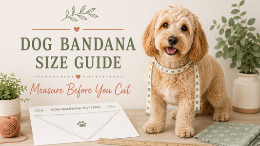 Dog neck being measured with a soft tape for choosing the correct dog bandana size.