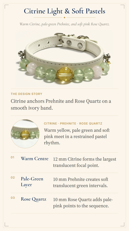 Prehnite Crystal Pet Collar – Calm & Balance | Citrine