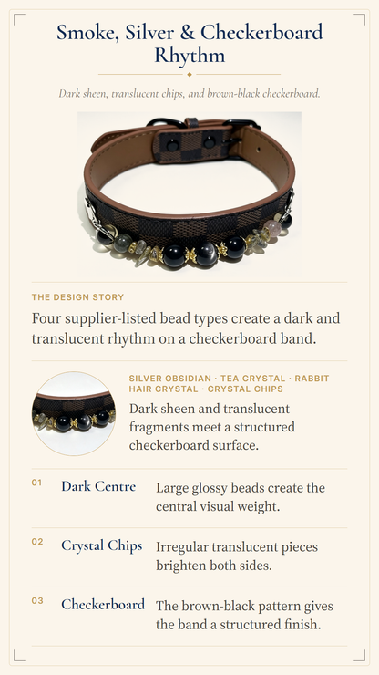 Silver Sheen Obsidian Crystal Pet Collar – Protection & Clarity | Rabbit Hair Quartz