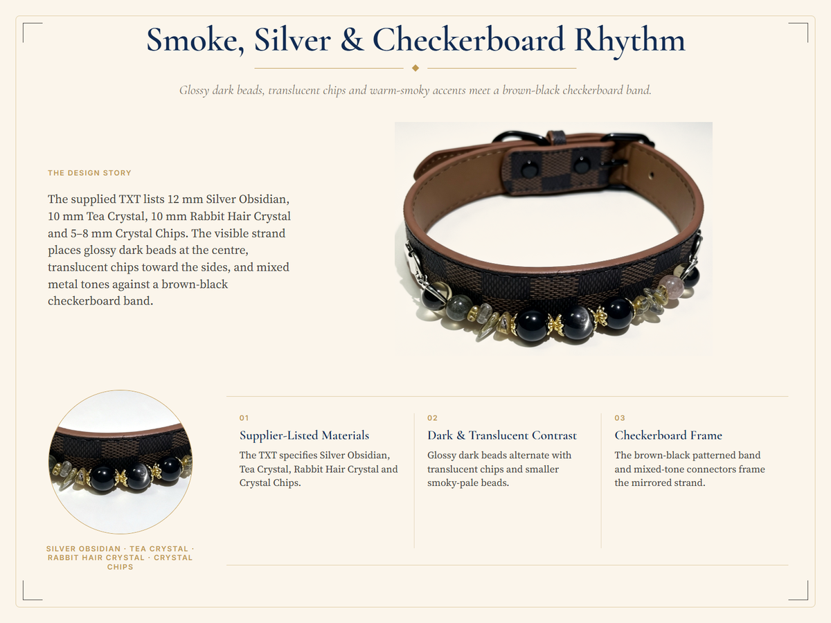 Silver Sheen Obsidian Crystal Pet Collar – Protection & Clarity | Rabbit Hair Quartz