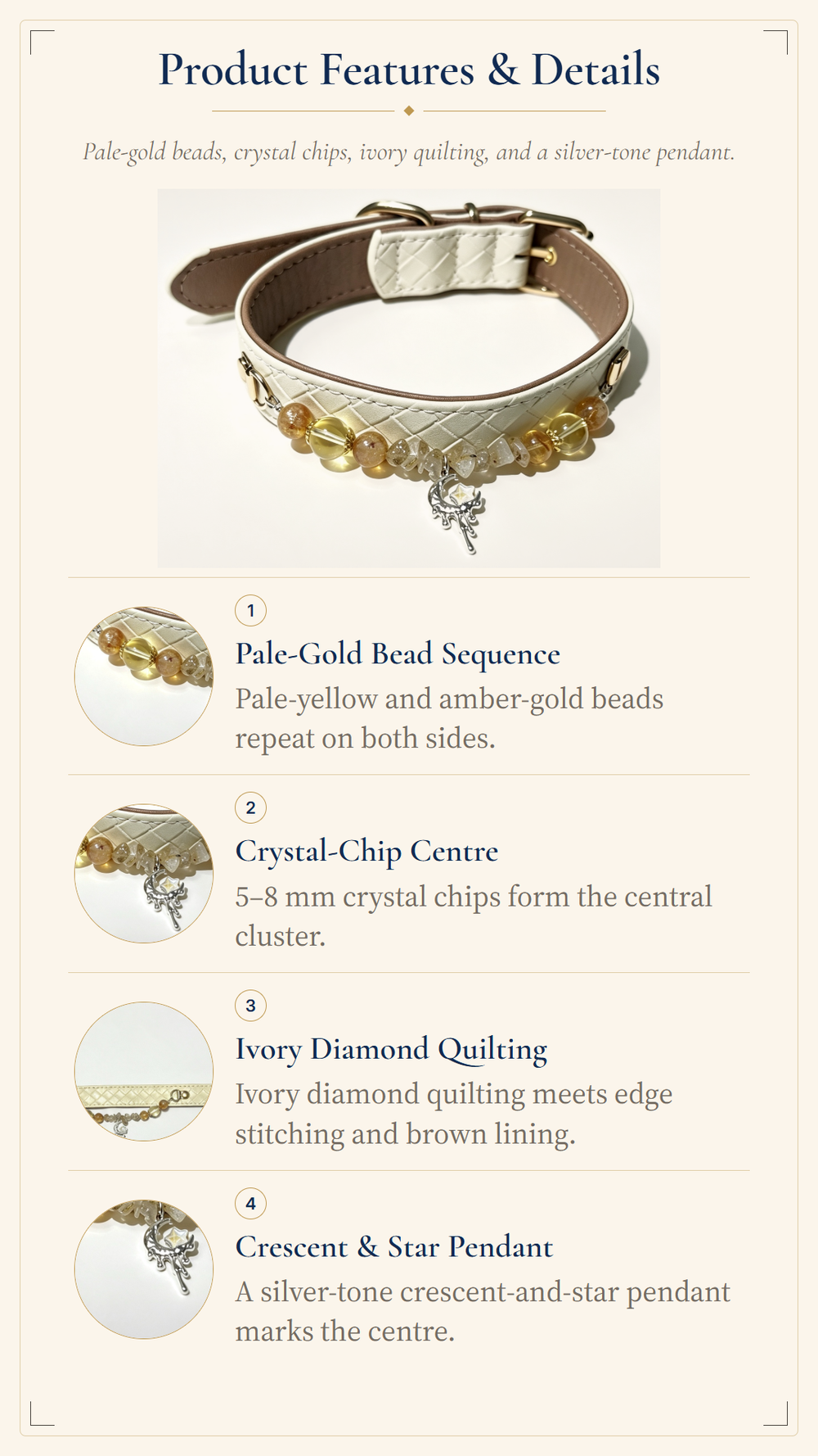 Citrine Crystal Pet Collar – Luck & Abundance | Moon Charm