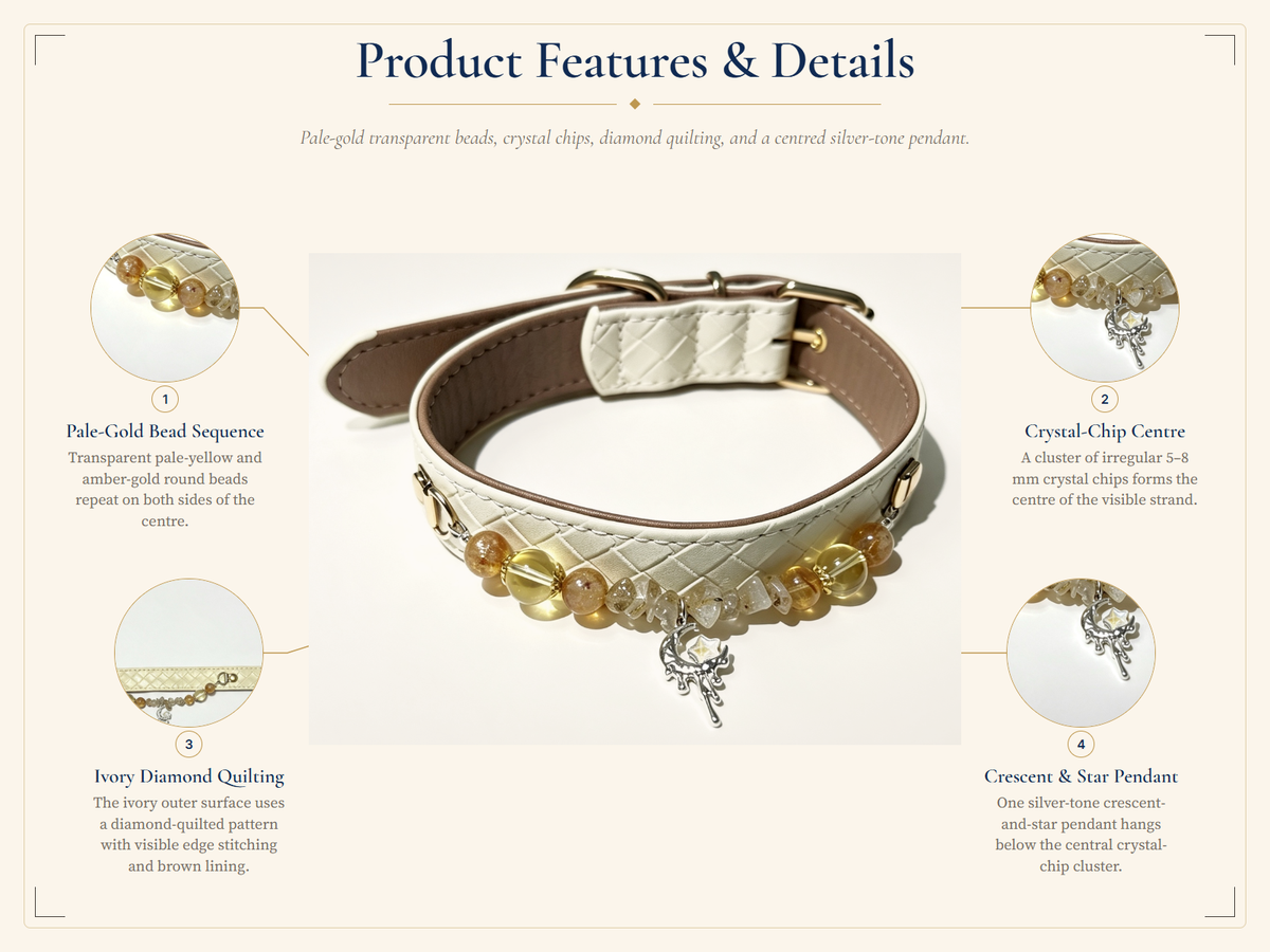 Citrine Crystal Pet Collar – Luck & Abundance | Moon Charm