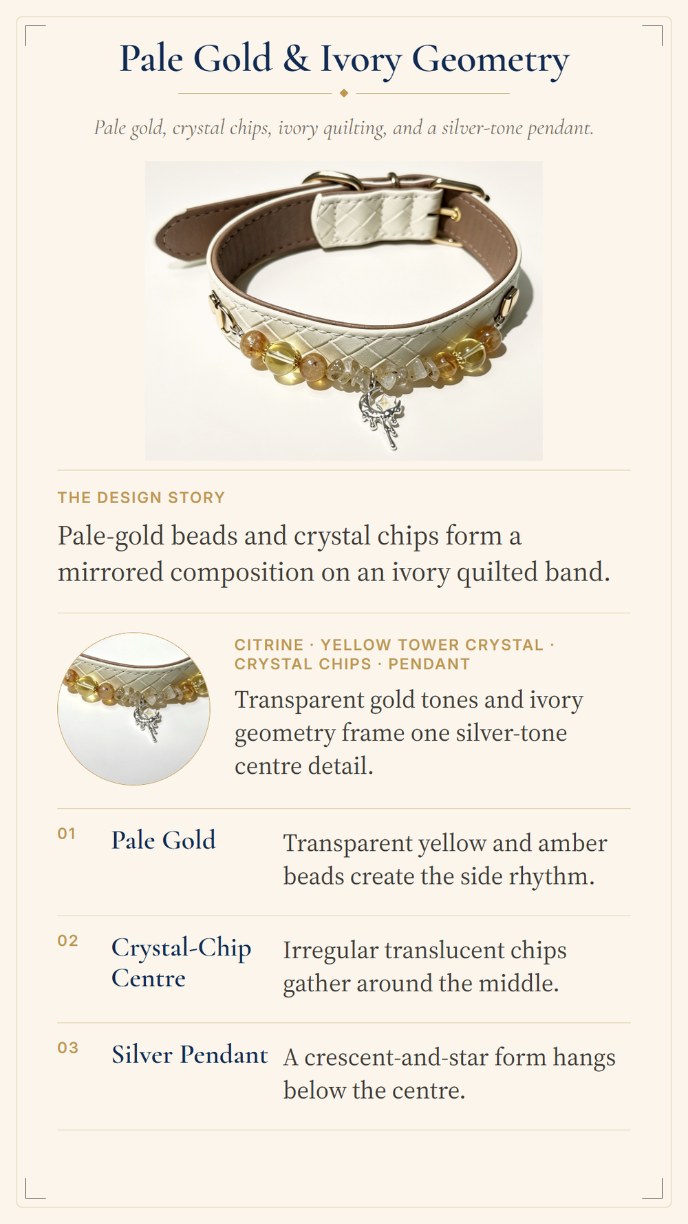 Citrine Crystal Pet Collar – Luck & Abundance | Moon Charm