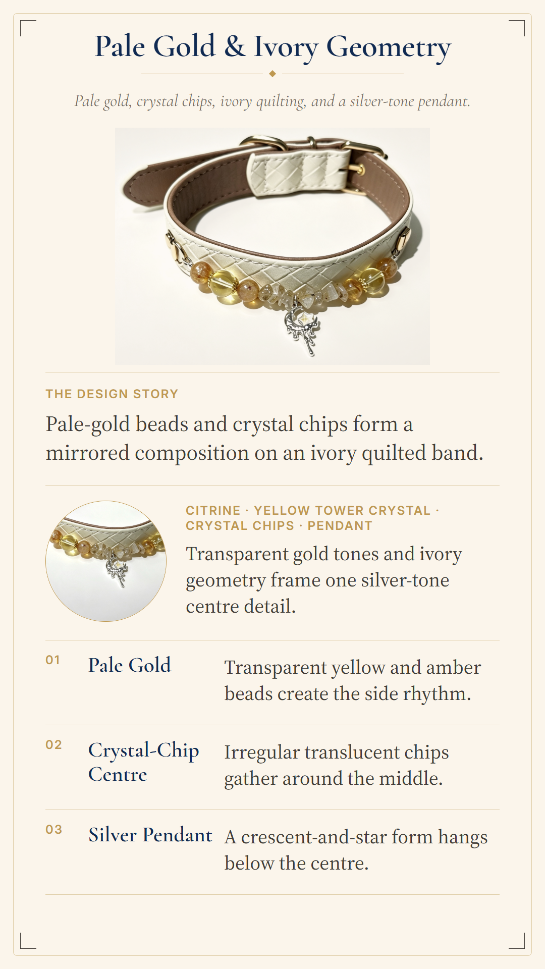 Citrine Crystal Pet Collar – Luck & Abundance | Moon Charm