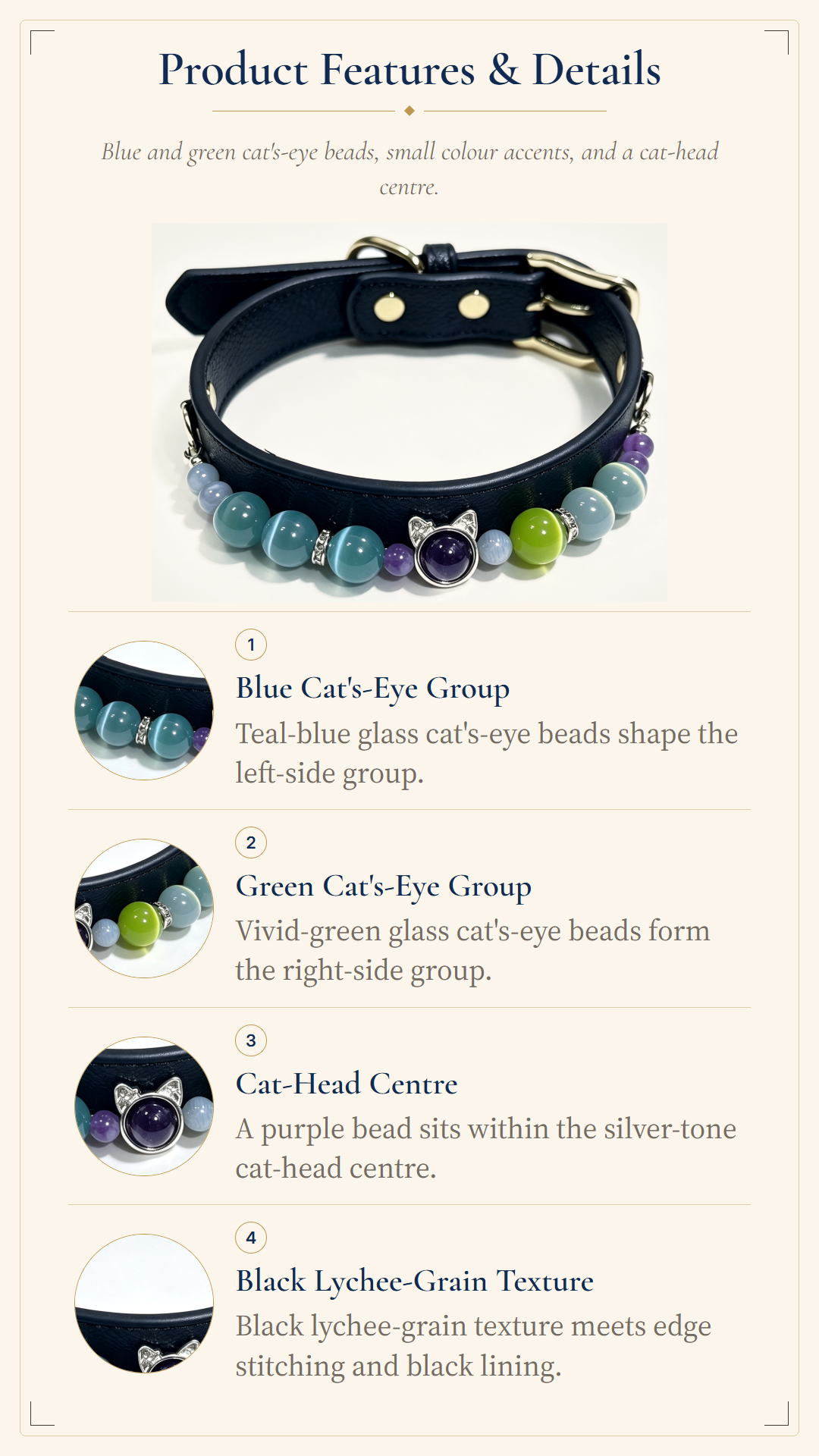 Aquamarine Crystal Pet Collar – Calm & Communication | Amethyst