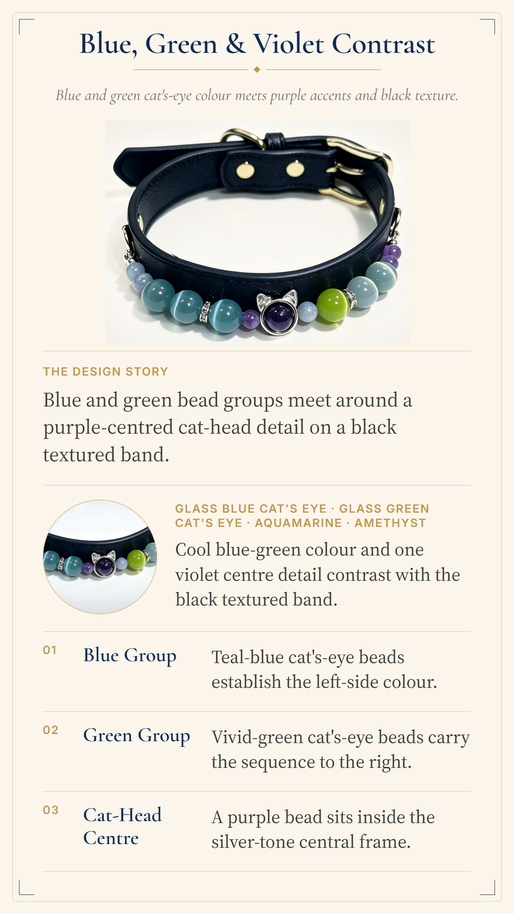Aquamarine Crystal Pet Collar – Calm & Communication | Amethyst