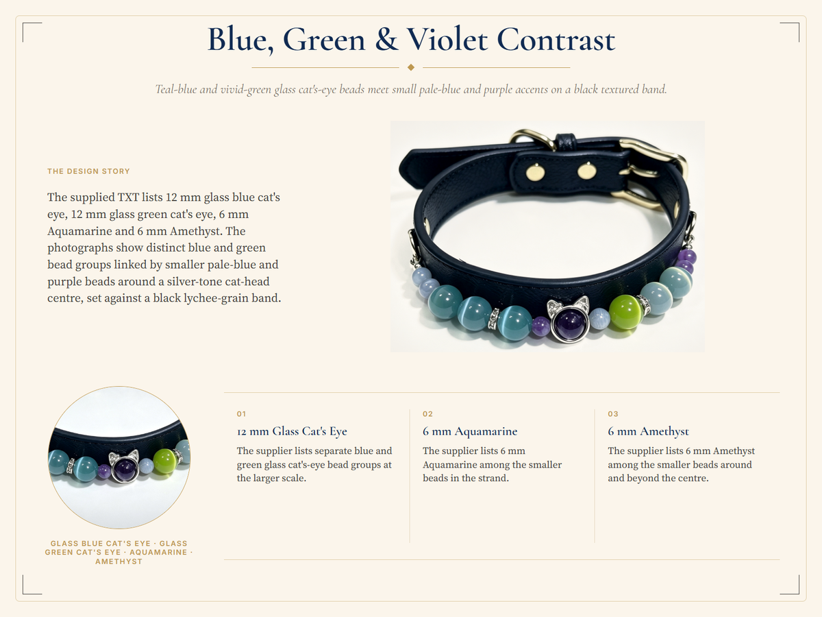 Aquamarine Crystal Pet Collar – Calm & Communication | Amethyst