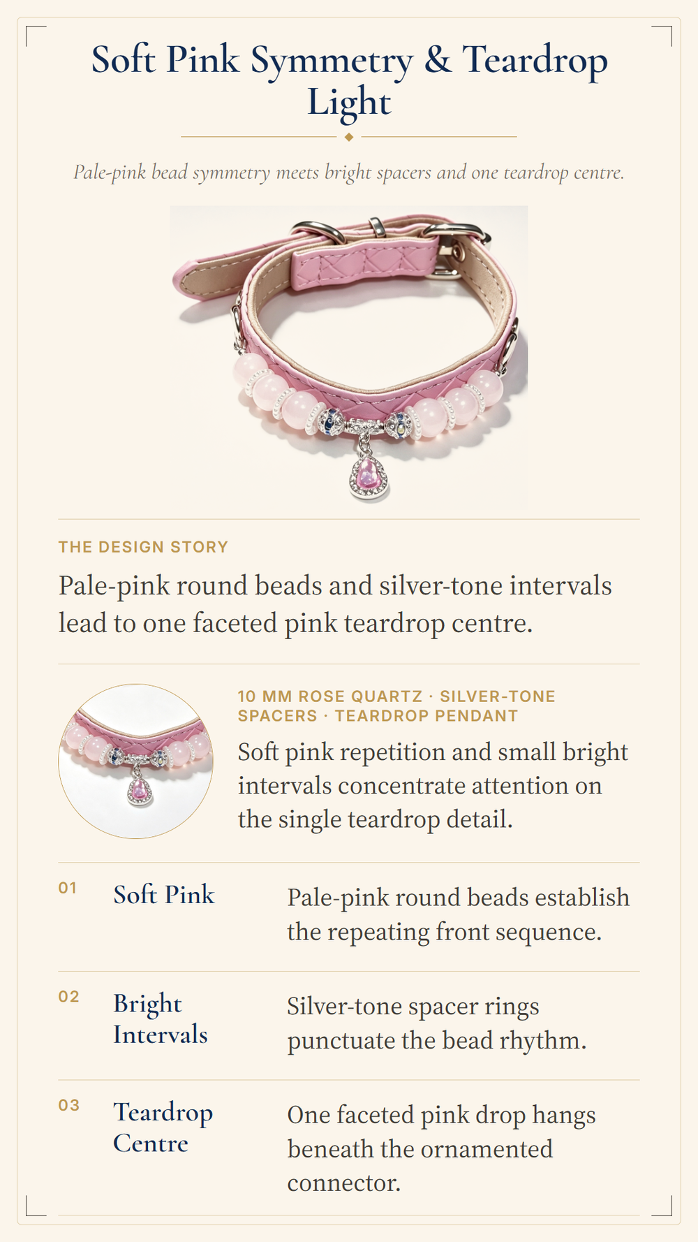 Rose Quartz Crystal Pet Collar – Love & Connection | Pink Charm