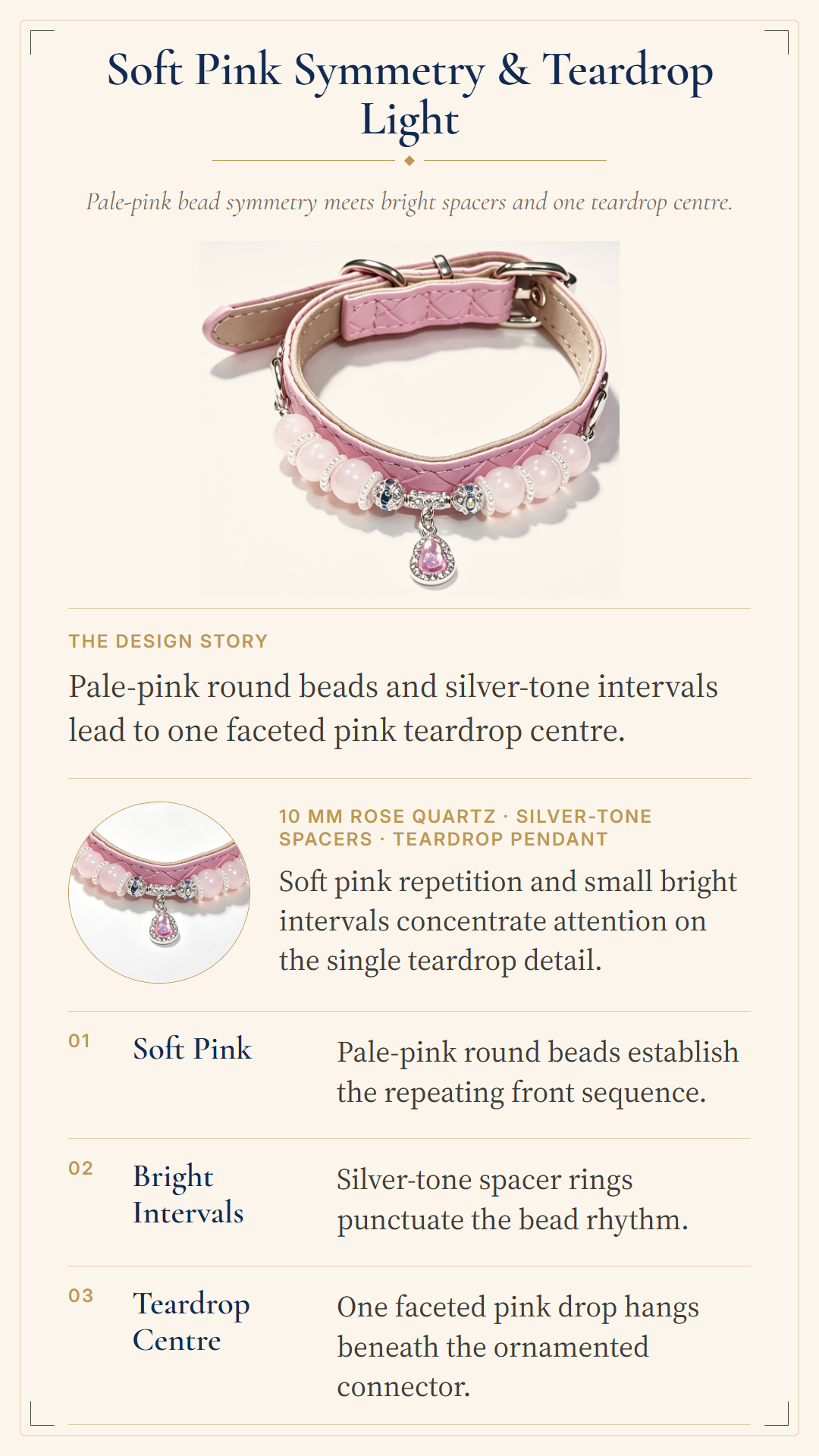 Rose Quartz Crystal Pet Collar – Love & Connection | Pink Charm