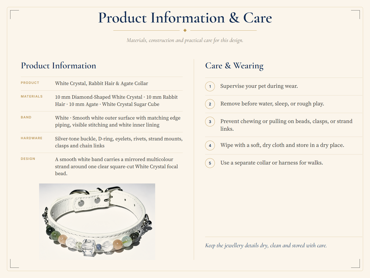 Clear Quartz Crystal Pet Collar – Clarity & Balance | Agate