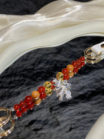 Red Agate Christmas Crystal Pet Collar – Sandalwood & Tree Charm
