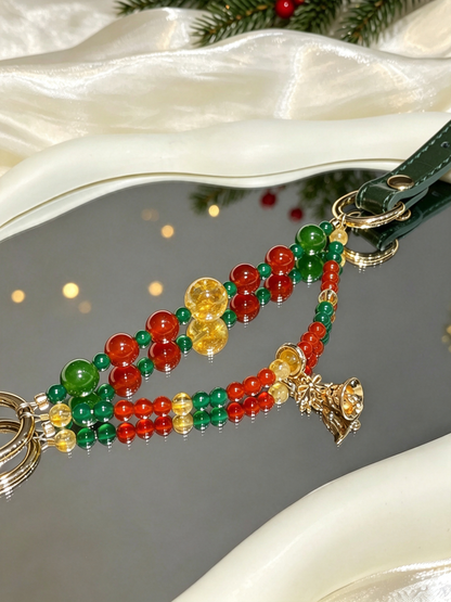 Double-Strand Christmas Crystal Pet Collar – Red & Green Agate