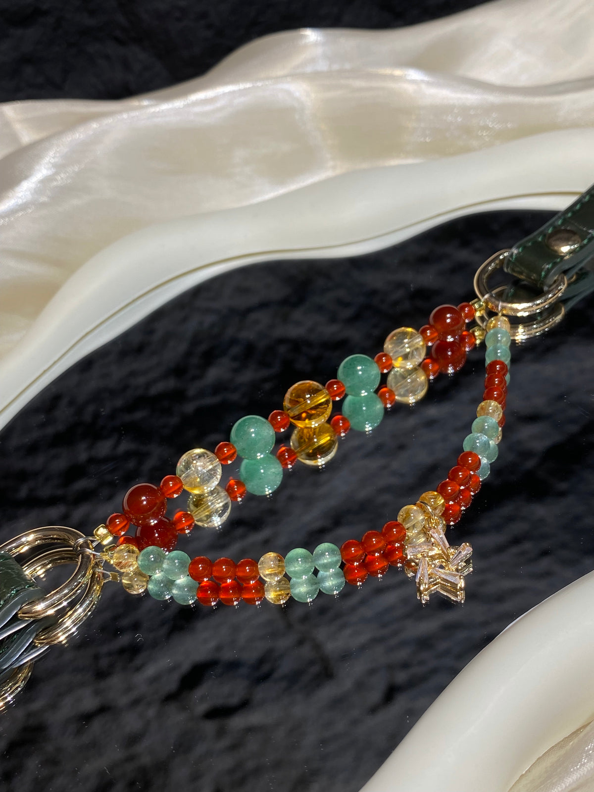 Christmas Star Crystal Pet Collar – Double Strand & Red Agate