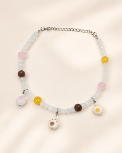 Sweet Paw Charm beaded pet necklace with silver-tone extension chain