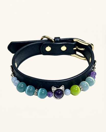 Aquamarine Crystal Pet Collar – Calm & Communication | Amethyst