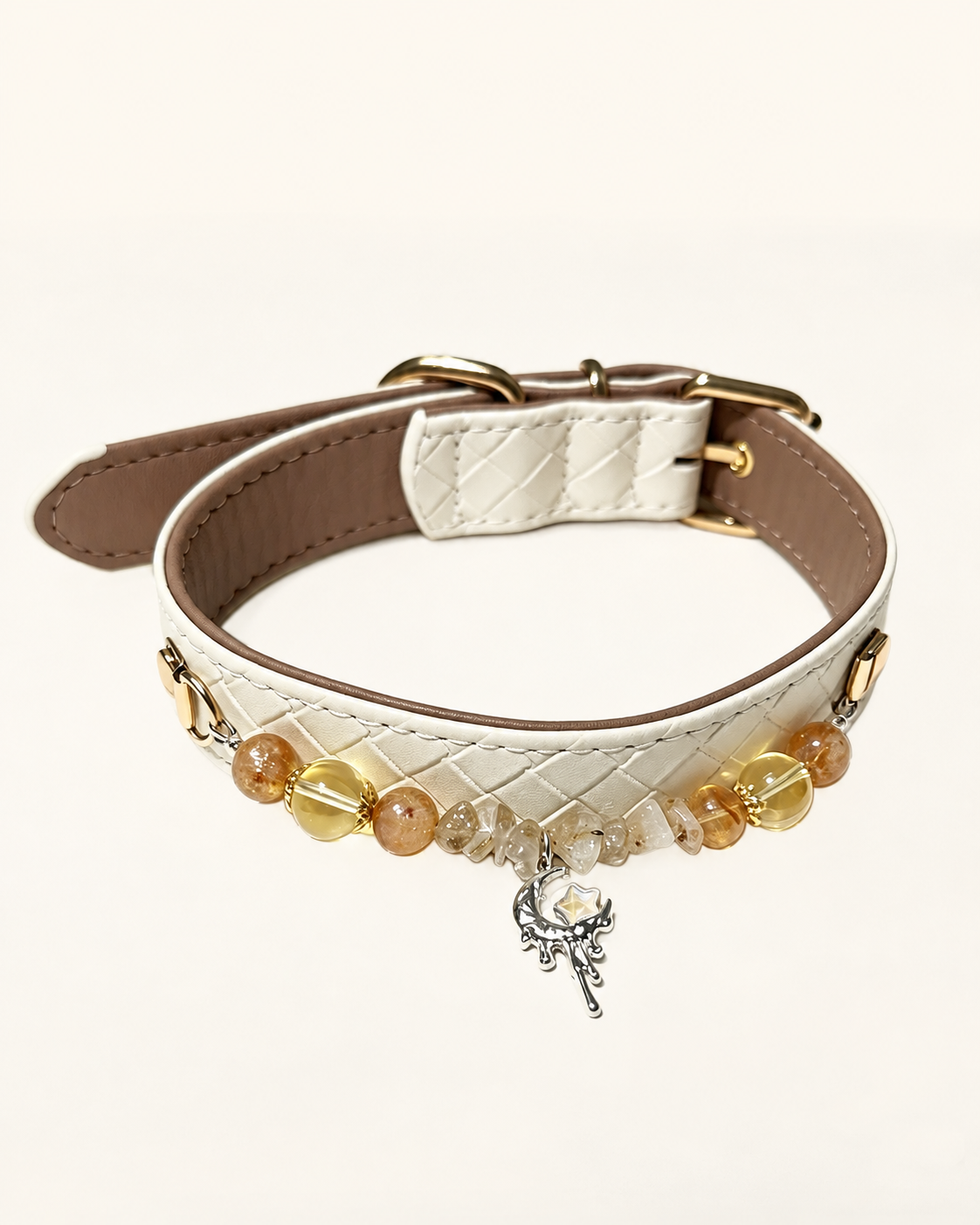 Citrine Crystal Pet Collar – Luck & Abundance | Moon Charm