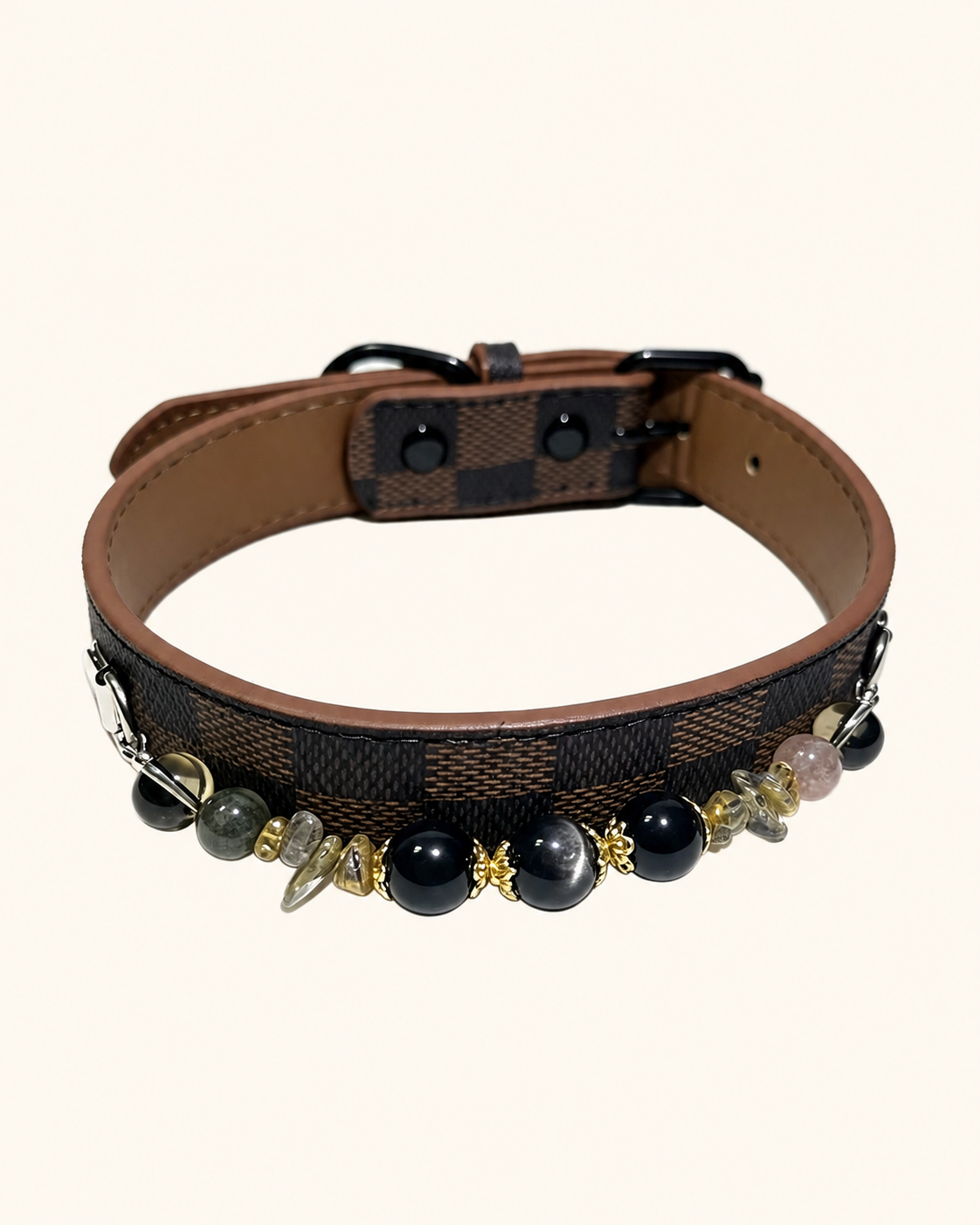 Silver Sheen Obsidian Crystal Pet Collar – Protection & Clarity | Rabbit Hair Quartz