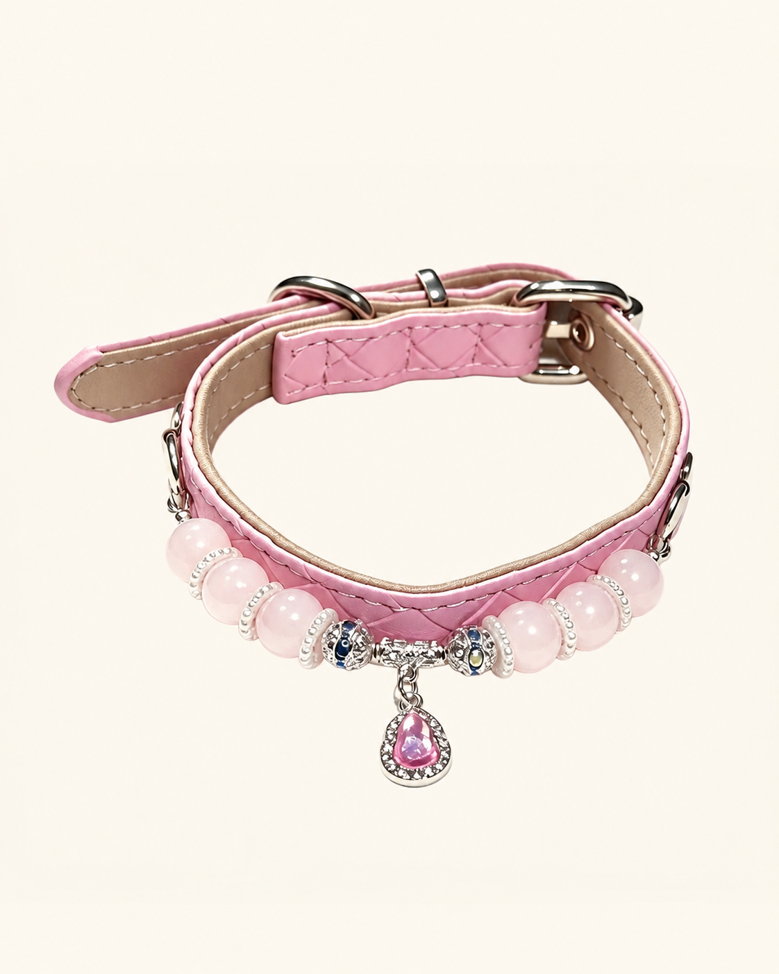 Rose Quartz Crystal Pet Collar – Love & Connection | Pink Charm