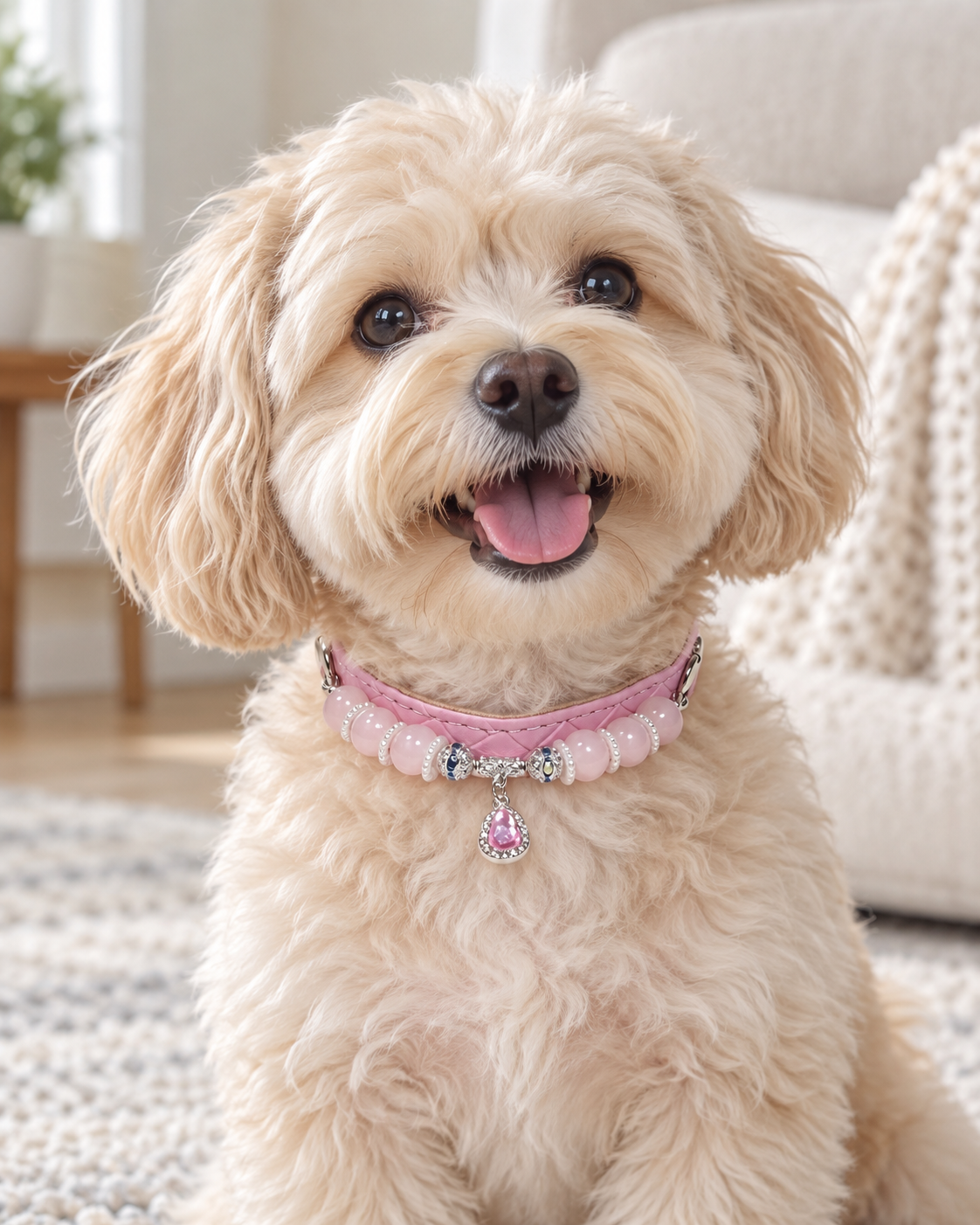 Rose Quartz Crystal Pet Collar – Love & Connection | Pink Charm